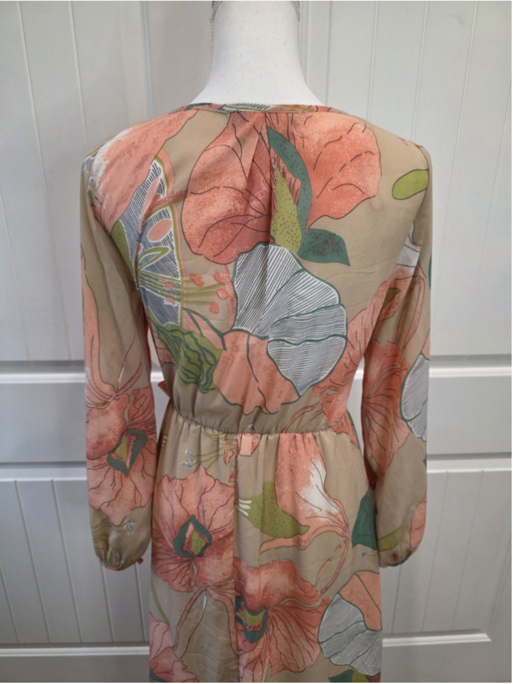 Meghan Los Angeles Sz M Floral Faux Wrap Maxi Dress Boho Resort Wedding Elegant - Picture 6 of 12